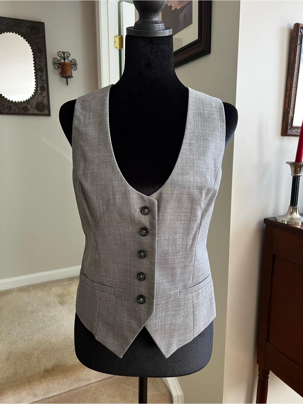 Banana Republic Gray Wool Tailored Waistcoat Vest Size 4
